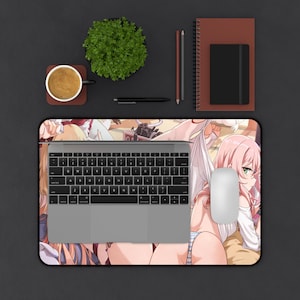 Anime Desk Mat, Cyberpunk Katana Girl, Red Gaming Pad image 5