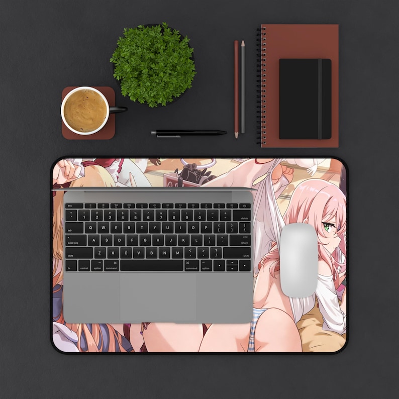 Anime Desk Mat, Cyberpunk Katana Girl, Red Gaming Pad image 5