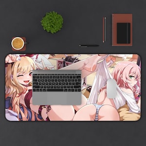 Anime Desk Mat, Cyberpunk Katana Girl, Red Gaming Pad image 7