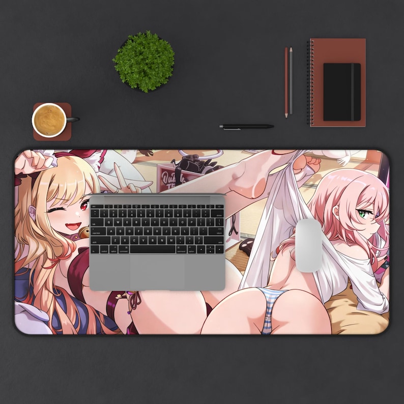 Anime Desk Mat, Cyberpunk Katana Girl, Red Gaming Pad image 7