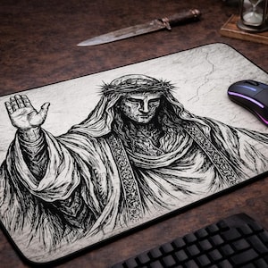 Alfombrilla de escritorio con retrato de rey medieval de Balduino IV de Jerusalén