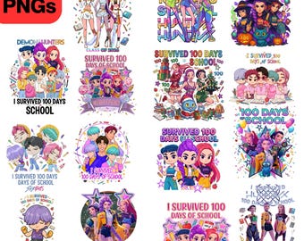 100 Golden Days K Pop PNG BUNDLE, 100 days of School K Pop Png, 100 days Demon Hunters Png, Kpop Idol Group Shirt, Saja Boys Girls Bands Png