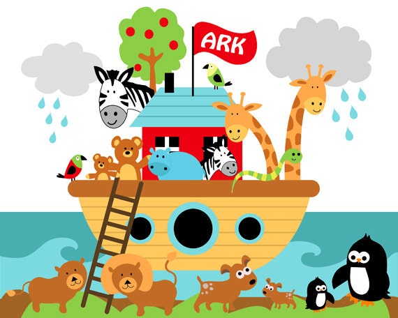 Items similar to Noah's Ark Nursery Child's Room Digital Art Print - 8