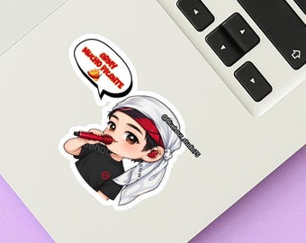 Pegatinas chibi de ídolos Kpop / Pegatina de vinilo para botella de agua / Soft Bias Fan Art / Mucho Picante