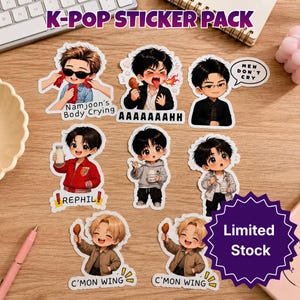 Kpop Boys Group fanklistermärkespaket | Hot Wings | Vattentäta vinylklistermärken | Come On Wing | Fanpresent | Konsertgåvor