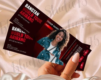 Plantilla editable para entradas de conciertos / Obsequios de K-pop / Grupo masculino de K-pop / Gira mundial 2026 (Descarga digital)
