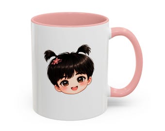 Taza estilo chibi de ídolo Kpop (325 ml) / Arte de fan de Soft Bias / Merchandising de Kpop