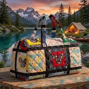 Bolsa de lona acolchada de Mickey y sus amigos de Disneyland, bolsa de fin de semana con orejas de ratón góticas de patchwork, equipaje de viaje para mujer, bolsa de viaje de una noche