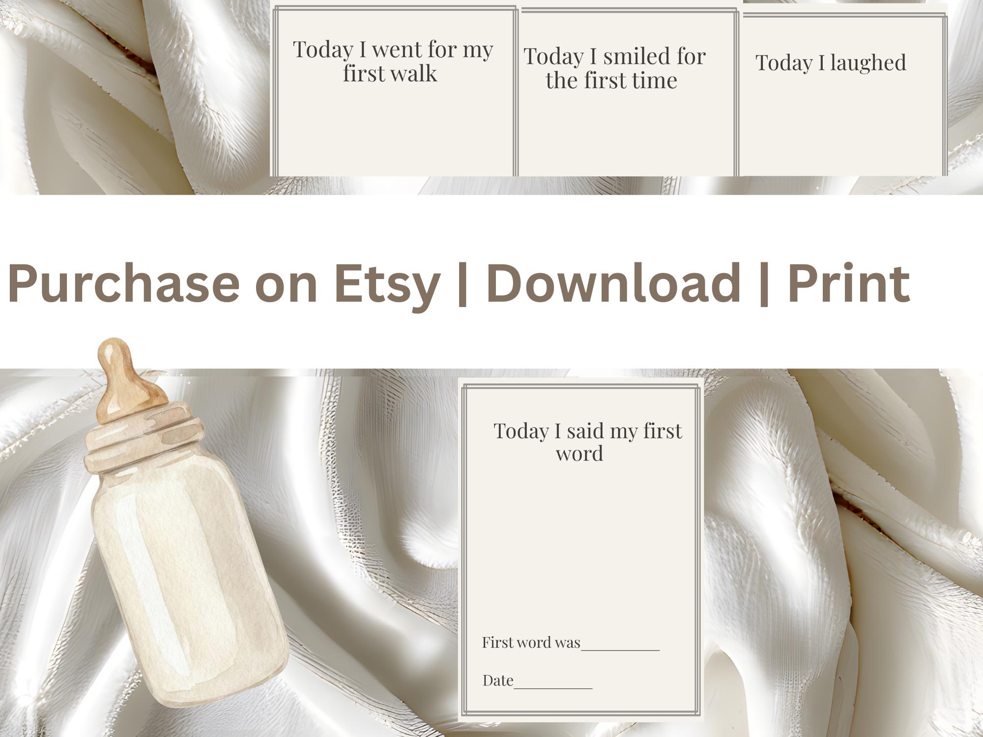 Neutral Baby Milestone Cards | First Year Photo Props (PDF Download) - Etsy
