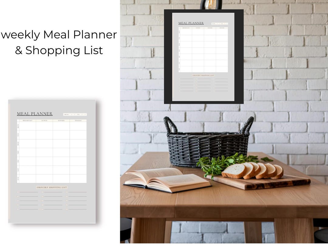 Weekly Meal Planner Printable | Minimalist Kitchen Organizer (PDF ...