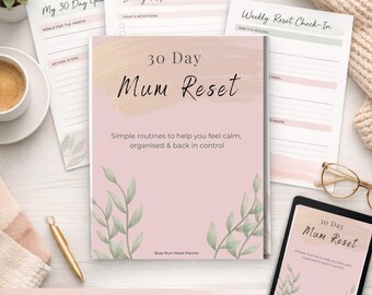 Pour les mamans, 30 jours de réinitialisation | Agenda quotidien et journal de soins personnels