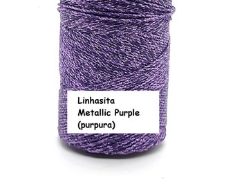 Linhasita Metallic PURPLE (purpura), 1mm, Waxed Polyester String, Spool, Hilo/ NEW/ Sparkly/ Glitter