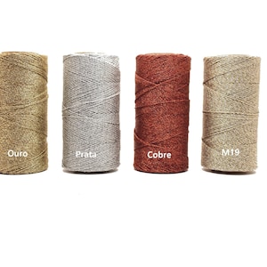 Confezione di bobine di macramè Linhasita metalliche (1 mm) - cordino in poliestere cerato - Hilo