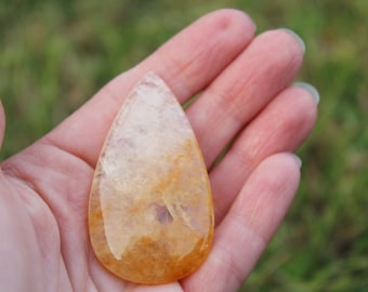 Yellow Quartz # 2 Stone Cabochon Gemstone/ Oval/ Semiprecious/ Crystal