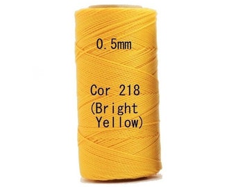 Linhasita Bright Yellow (0.5 mm) Cor 218, Waxed Polyester Macrame Cord/ Beading/ Spool