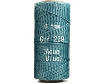 Linhasita  Aqua Blue (0.5 mm) Cor 229, Waxed Polyester Macrame Cord/ Beading/ Spool