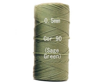 Linhasita Sage Green(0.5 mm) Cor 90, Waxed Polyester Macrame Cord/ Beading/ Spool
