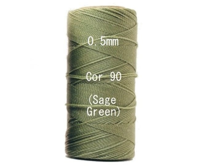 Linhasita Sage Green(0.5 mm) Cor 90, Waxed Polyester Macrame Cord/ Beading/ Spool