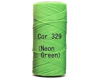 Linhasita Neon Green Cor 329/ Waxed Polyester Macrame Cord / String/ spool / Hilo