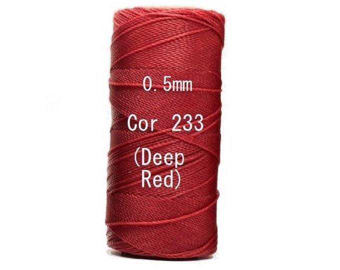 Linhasita Deep Red (0.5 mm) Cor 233, Waxed Polyester Macrame Cord/ Beading/ Spool