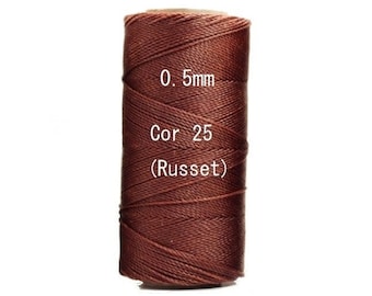 Linhasita brun russe (0,5 mm) cor 25, polyester ciré macramé cordon/perles/bobine