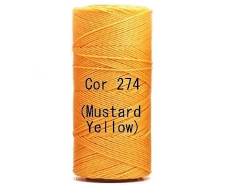 Linhasita Mustard Yellow (Cor 274), Waxed Polyester String, Spool, Hilo