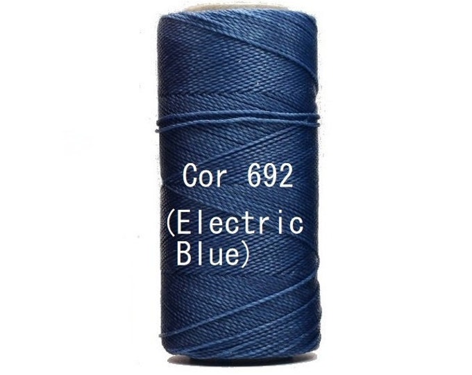 Linhasita Electric Bright Blue cor 692, Waxed Polyester Cord Washable, durable, Hilo, String