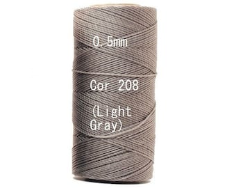 Linhasita Light Gray/ Silver (0.5 mm) Cor 208, Waxed Polyester Macrame Cord/ Beading/ Spool