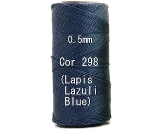 Linhasita  Lapis Lazuli Blue (0.5 mm) Cor 298, Waxed Polyester Macrame Cord/ Beading/ Spool