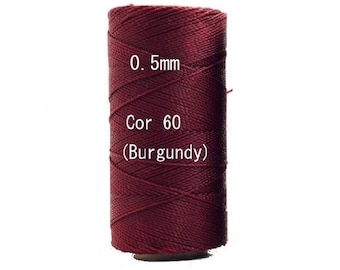 Linhasita Burgundy (0.5 mm) Cor 60, Waxed Polyester Macrame Cord/ Beading/ Spool