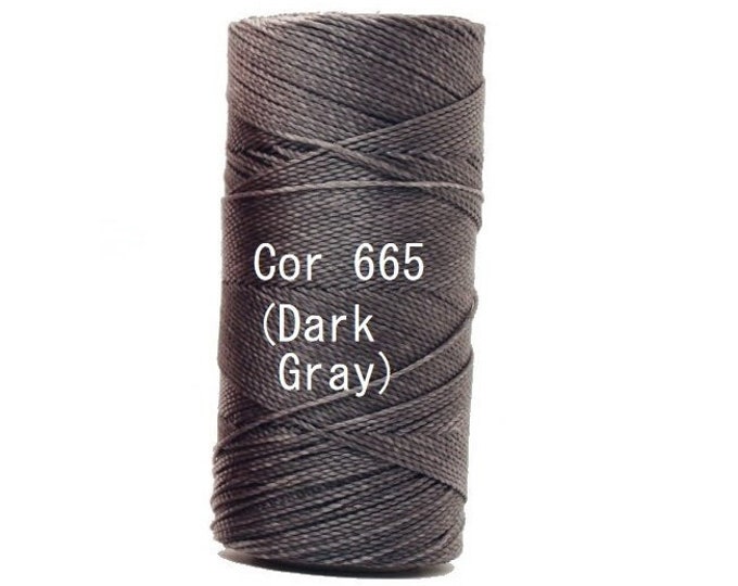 Linhasita Dark Grey (Gray) cor 665, Waxed Polyester Macrame Cord Durable/ Hilo/ Spools