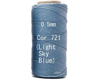 Linhasita Light Sky Blue (0.5 mm) Cor 721, Waxed Polyester Macrame Cord/ Beading/ Spool