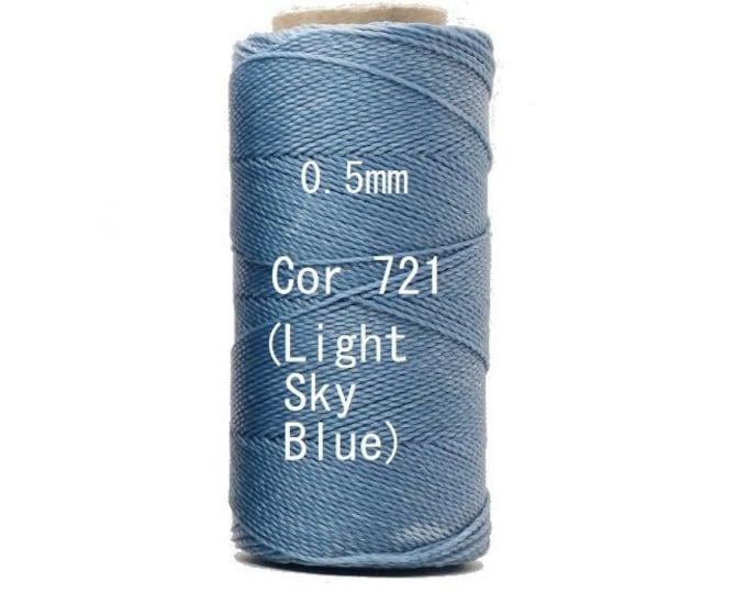 Linhasita Light Sky Blue (0.5 mm) Cor 721, Waxed Polyester Macrame Cord/ Beading/ Spool