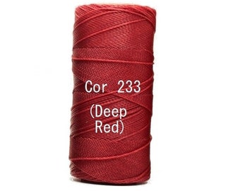 Linhasita Deep Red Cor 233 - Waxed Polyester Cord Washable, durable/ Hilo/ Spools