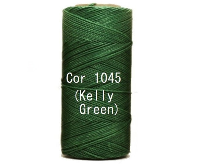 Linhasita Kelly Green Cor 1045, Waxed Polyester Macrame Cord / String / Hilo