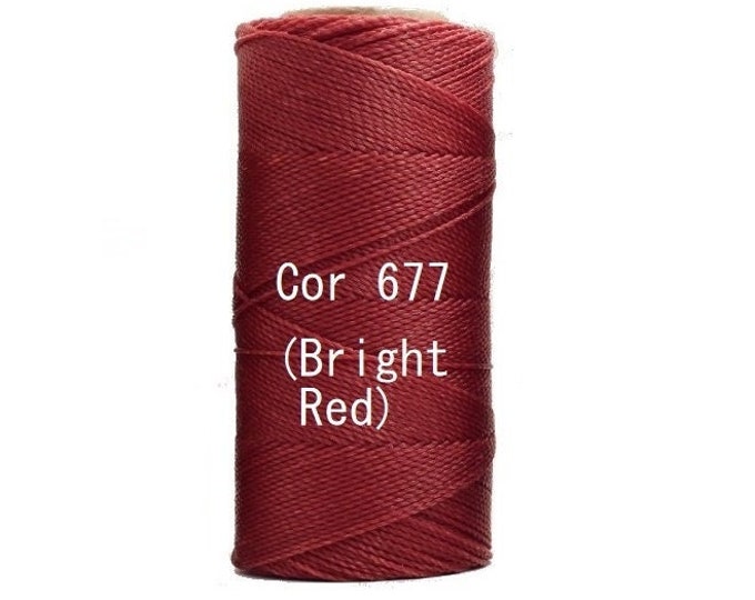 Linhasita Bright Red Cor 677, Waxed Polyester Macrame Cord / String / Hilo