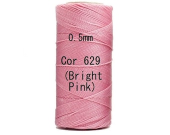 Linhasita Bright Pink (0.5 mm) Cor 629, Waxed Polyester Macrame Cord/ Beading/ Spool