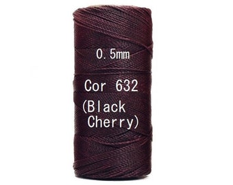 Linhasita Black Cherry  (0.5 mm) Cor 632, Waxed Polyester Macrame Cord/ Beading/ Spool