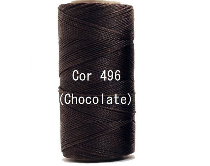 Linhasita Chocolate cor 496, Waxed Polyester Macrame Cord-Hilo Encerado/ Spools