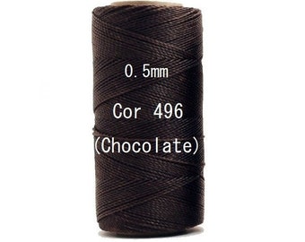 Linhasita Dark Chocolate (0.5 mm) Cor 496, Waxed Polyester Macrame Cord/ Beading/ Spool