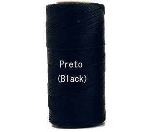 Linhasita Black cor PRETO 100% Waxed Polyester Macrame Cord/ String/ Hilo