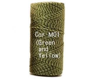 Linhasita M01 (Green + Yellow)/ Waxed Polyester Macrame Cord / String / Hilo/ Spool