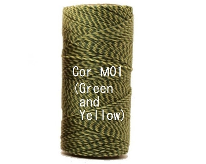 Linhasita M01 (Green + Yellow)/ Waxed Polyester Macrame Cord / String / Hilo/ Spool