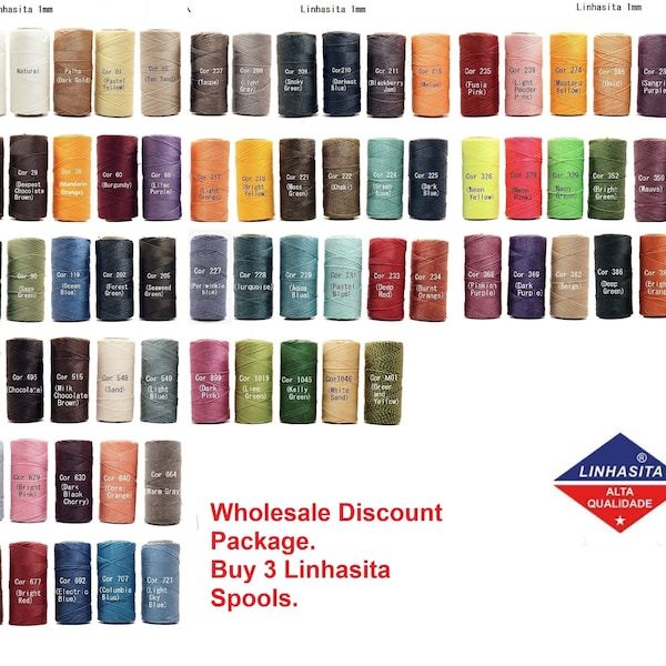 Buy Any 3 Linhasita Macrame Colors- Whole Sale Discount Package- waxed polyester cord - Hilo