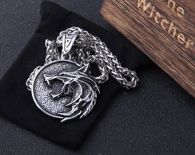 Wolf Pendant Stainless Steel Necklaces, Wizard, Chain Pendants, Fashion Jewelry Gift