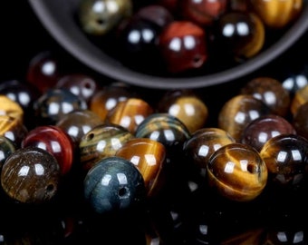 Tiger's Eye beads multicolor, Smooth Round Beads, Strand, 6mm
