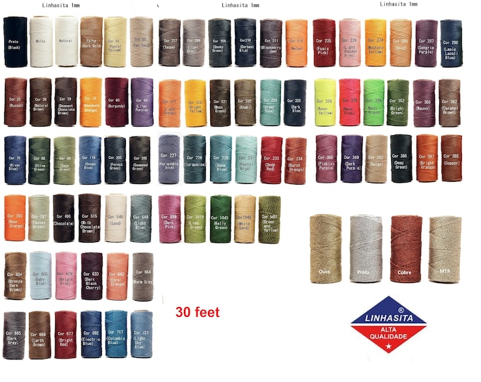 10 yards Linhasita cords, Waxed Polyester String, Hilo encerado