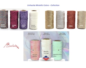 Metallic Linhasita Macrame Spools (1mm) - waxed polyester cord, different colors, collection
