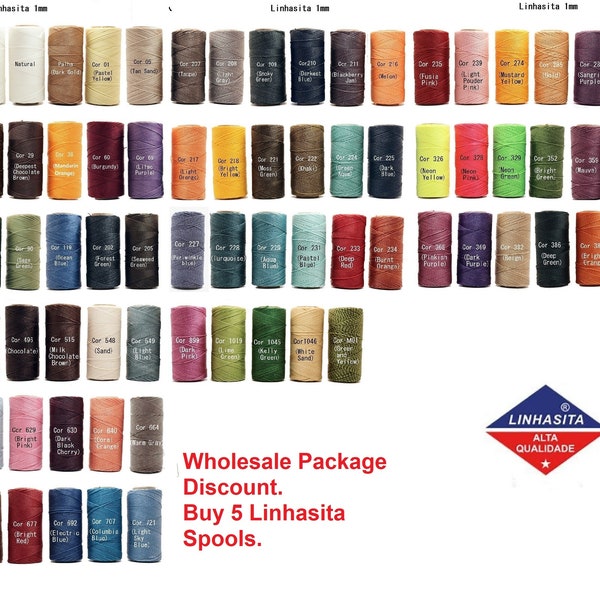 Buy Any 5 Linhasita Macrame Colors- Whole Sale Discount Package- waxed polyester cord - Hilo