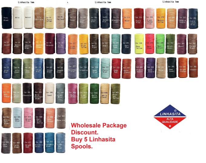 Buy Any 5 Linhasita Macrame Colors- Whole Sale Discount Package- waxed polyester cord - Hilo